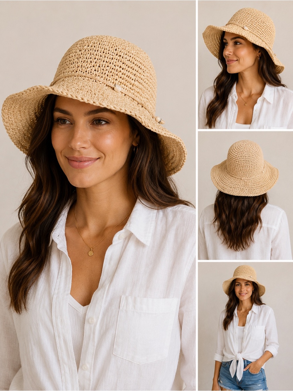 Eddie Bauer Woven Straw Sun Hat - Natural Beige
